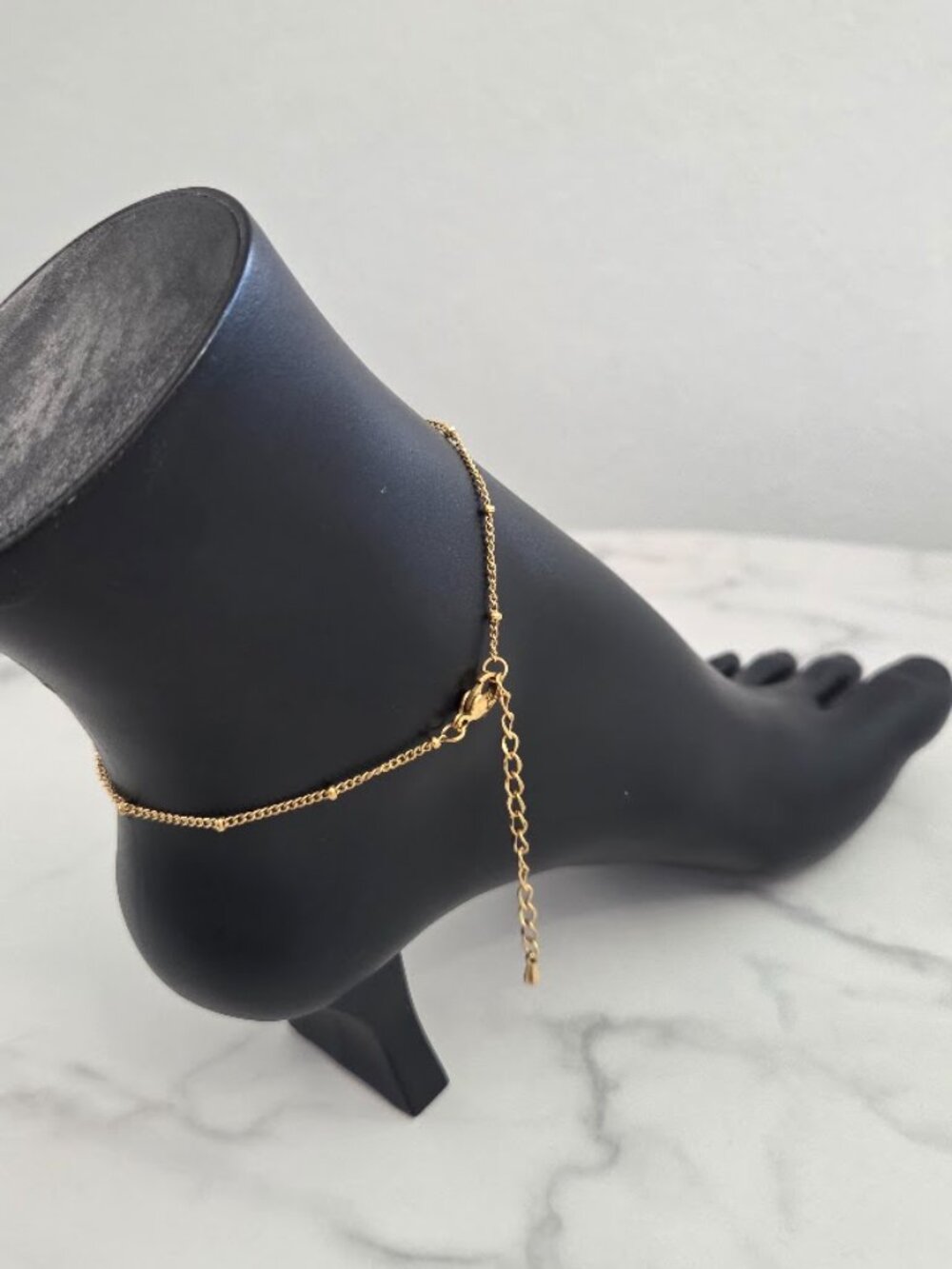 Gold Elephant Charm Anklet Dainty Minimalist Beaded Chain Jewelry - Picture 10 of 15